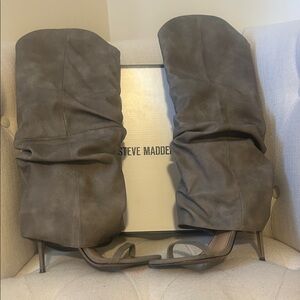 Steve Madden Taupe Slouch Knee-High Suede Boots